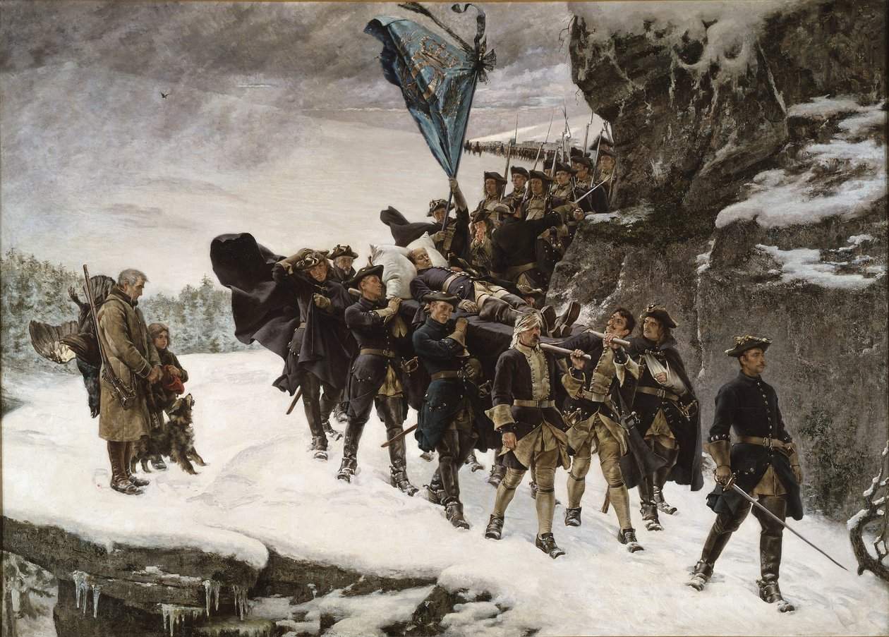 Heimbringen des Leichnams von König Karl XII. von Schweden von Gustaf Cederström