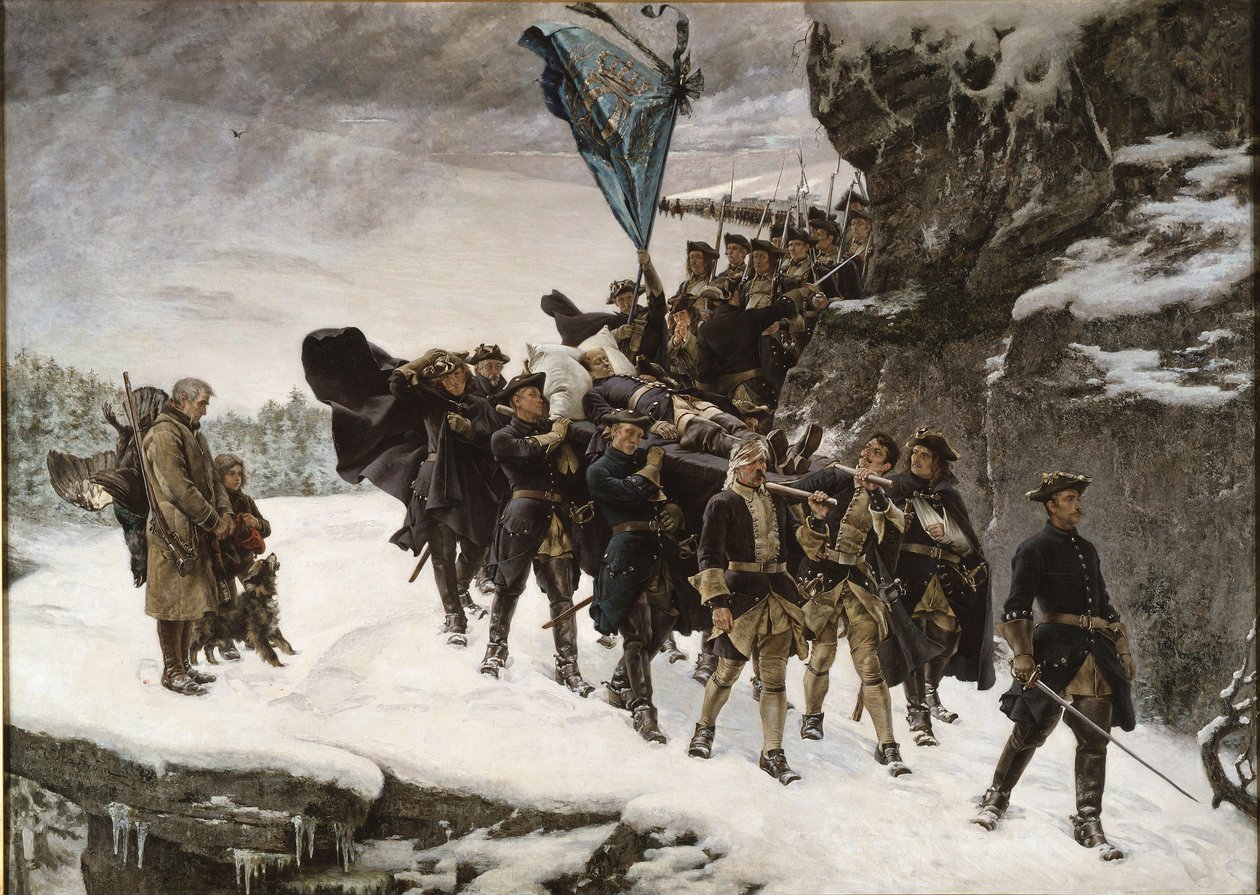 Der Transport des Leichnams von König Karl XII. von Schweden von Gustaf Olaf Cederstrom