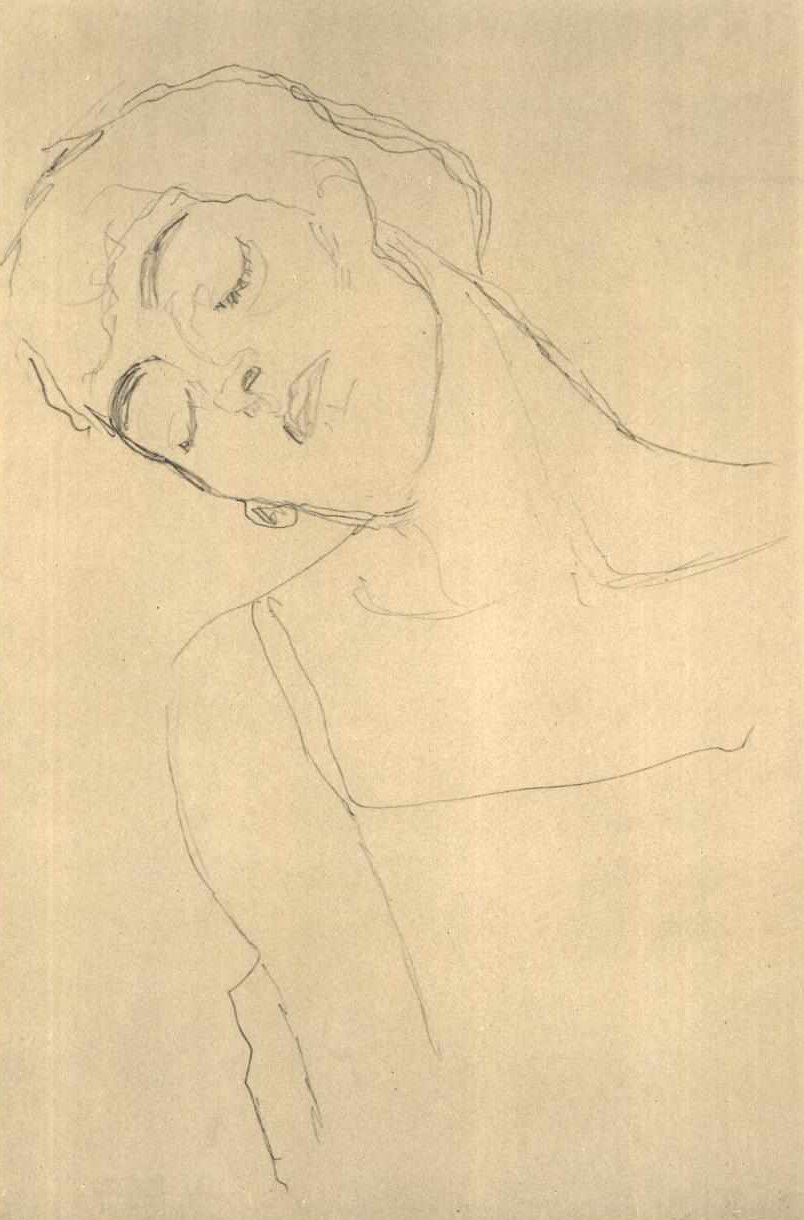 Brustbild mit geschlossenen Augen von Gustav Klimt
