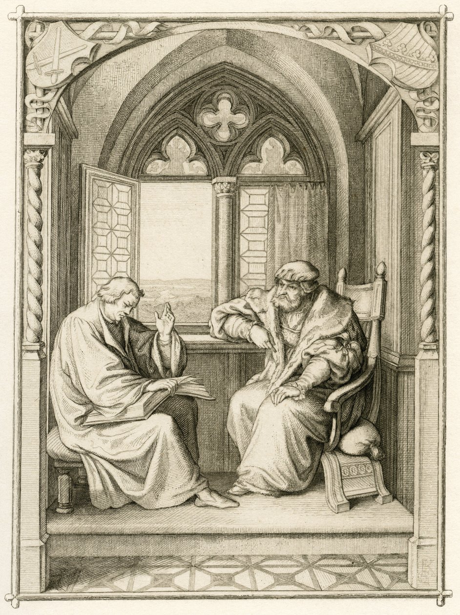Luther liest dem Kurfürsten Johann dem Beständigen vor von Gustav Ferdinand Leopold Konig