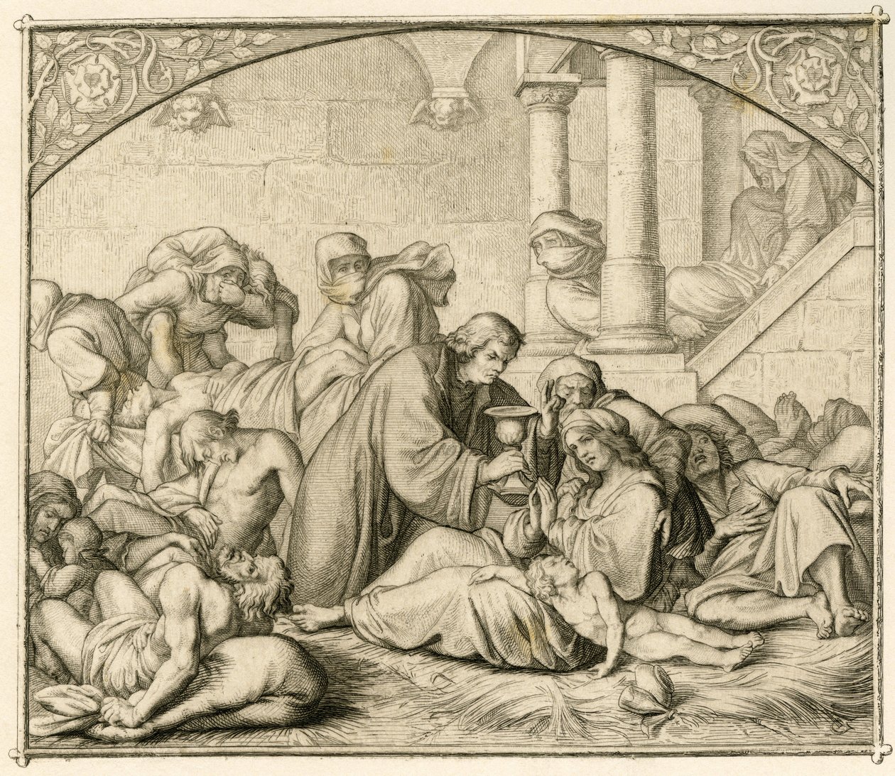 Luther mit Pestkranken in Wittenberg von Gustav Ferdinand Leopold Konig