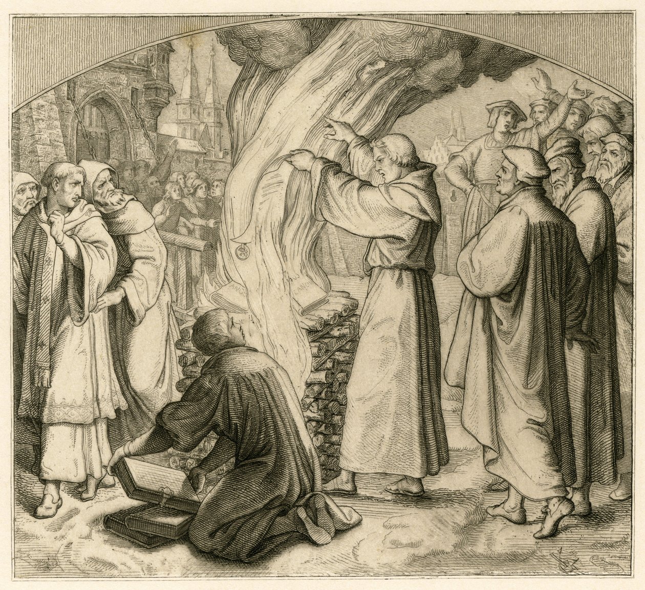 Martin Luther verbrennt die Bannbulle von Gustav Ferdinand Leopold Konig