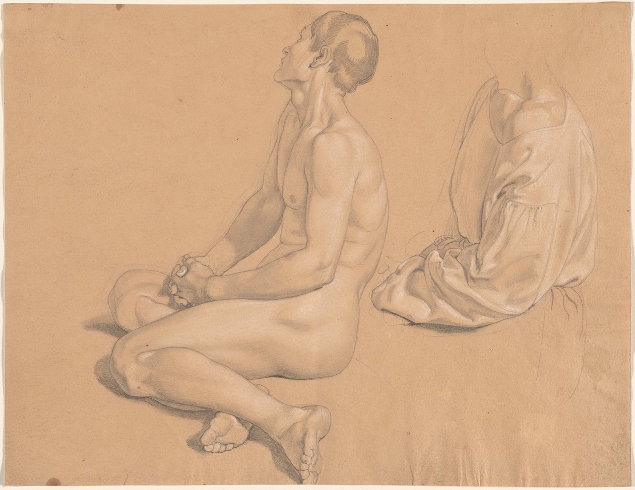 Ein sitzender Mann nackt und dann bekleidet von Gustav Heinrich Naeke