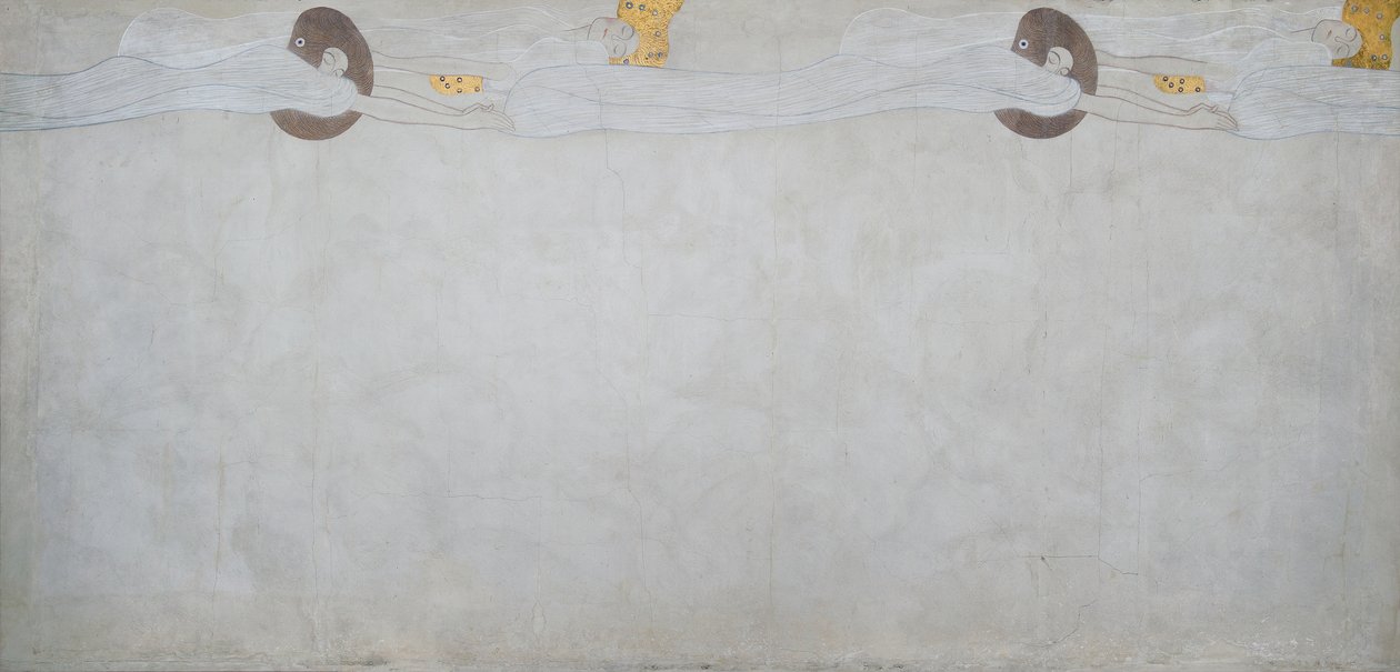 Beethovenfries: Die Sehnsucht nach Glück - Tafel 2, linke Langwand von Gustav Klimt