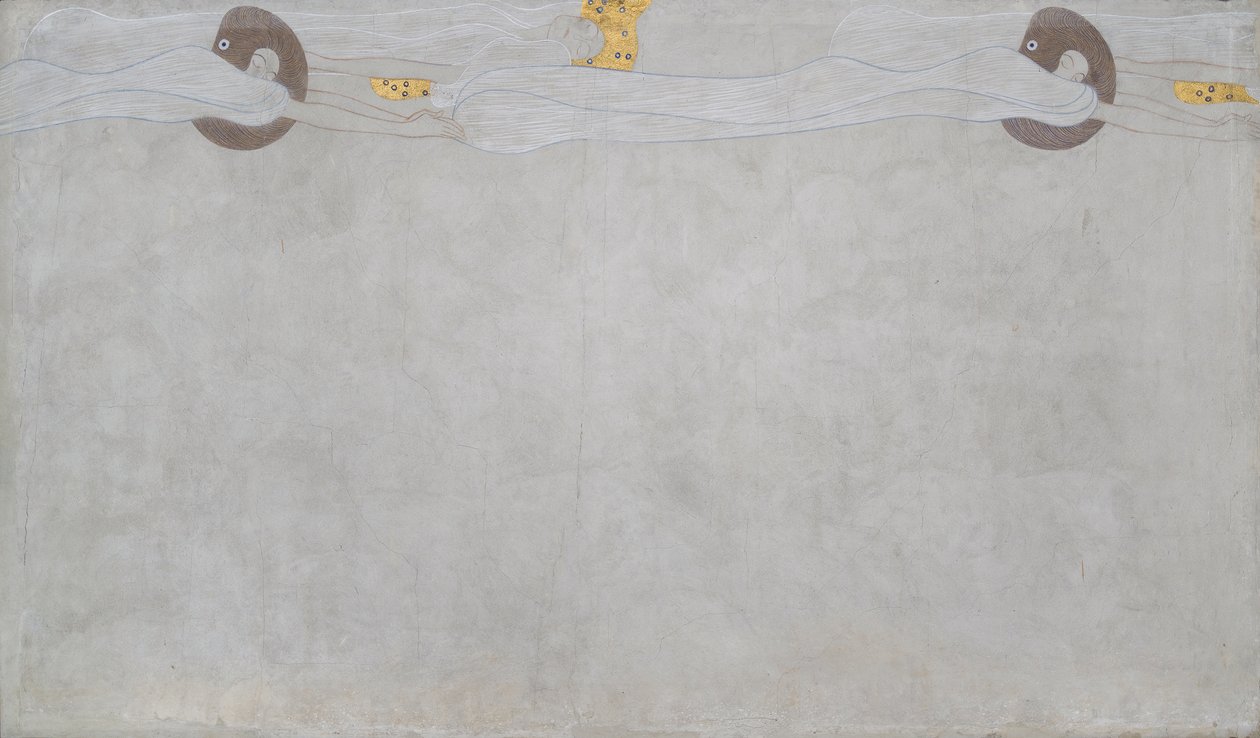 Beethovenfries: Die Sehnsucht nach Glück - Tafel 4, linke Langwand von Gustav Klimt