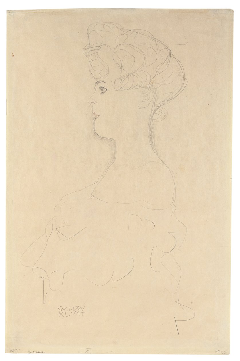 Büste im Profil von links, ca. 1904-05 von Gustav Klimt