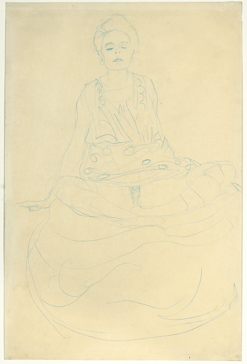 Sitzender Halbakt von vorne, ca. 1907 von Gustav Klimt