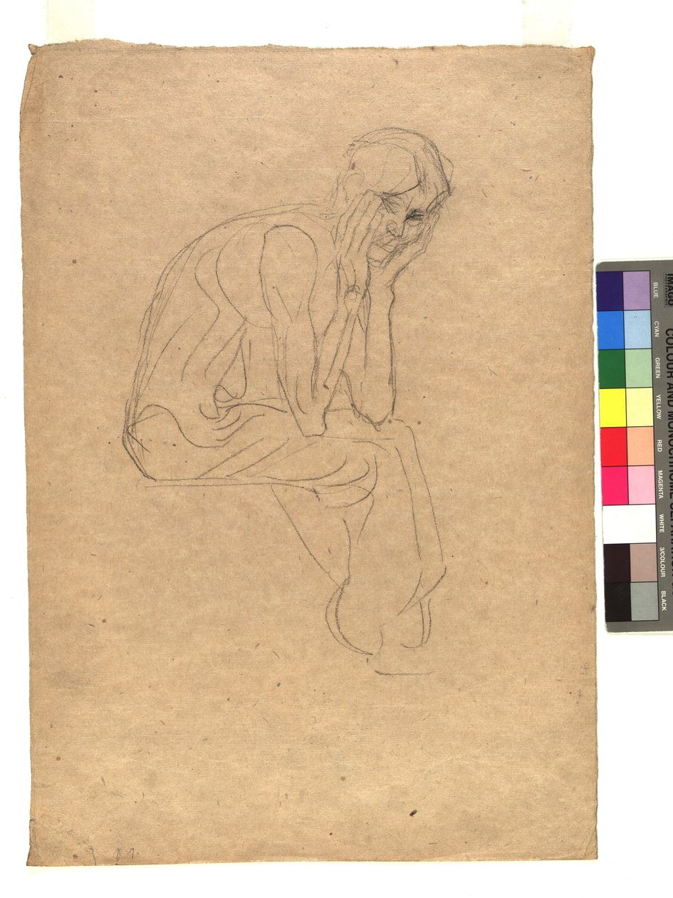 Sitzende Gestalt mit in die Hände gestütztem Kopf von Gustav Klimt