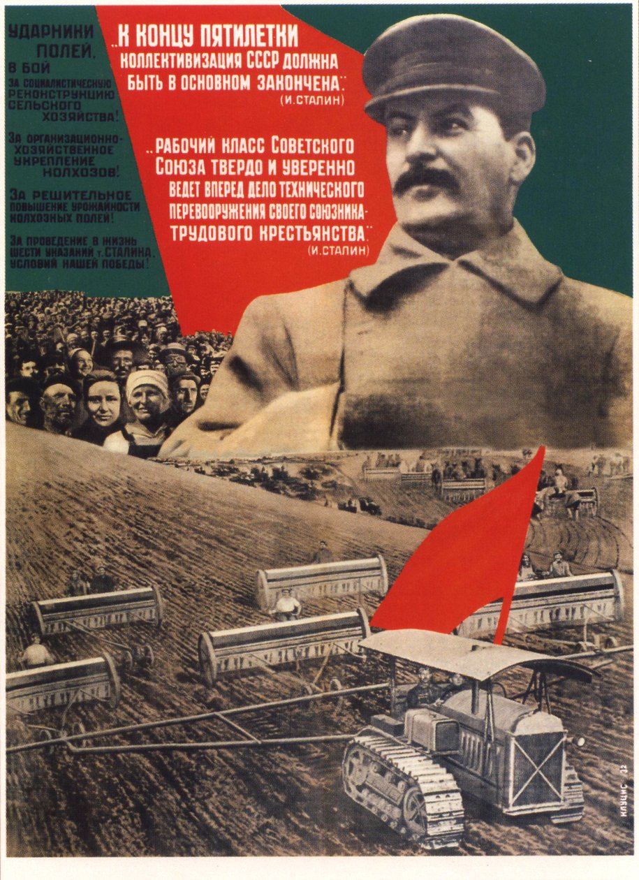 Bis zum Ende eines Fünfjahresplans sollte die Kollektivierung abgeschlossen sein Poster, 1932 von Gustav Klutsis