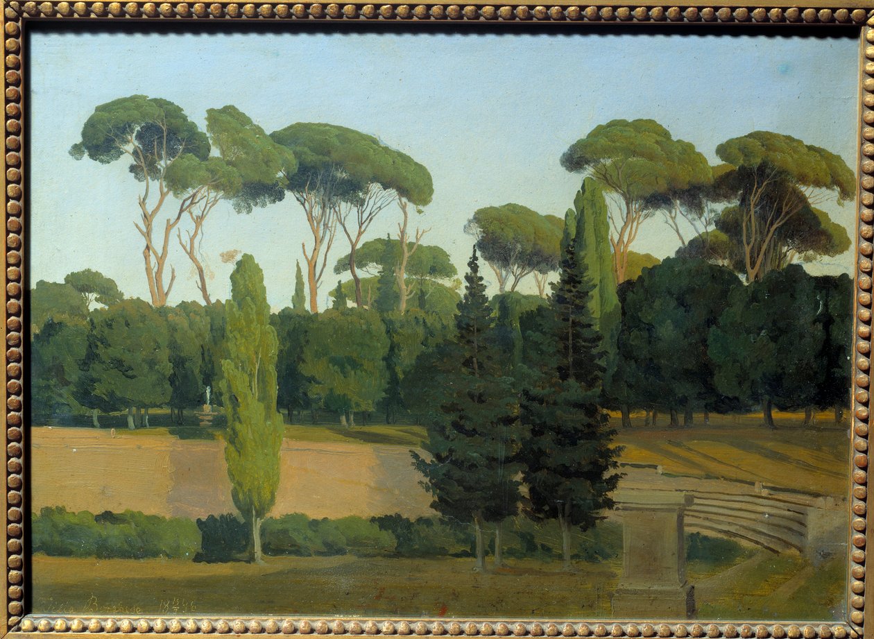 In den Gärten der Villa Borghese. Gemälde von Gustaf Wilhelm Palm (1810 - 1890) von Gustav Palm
