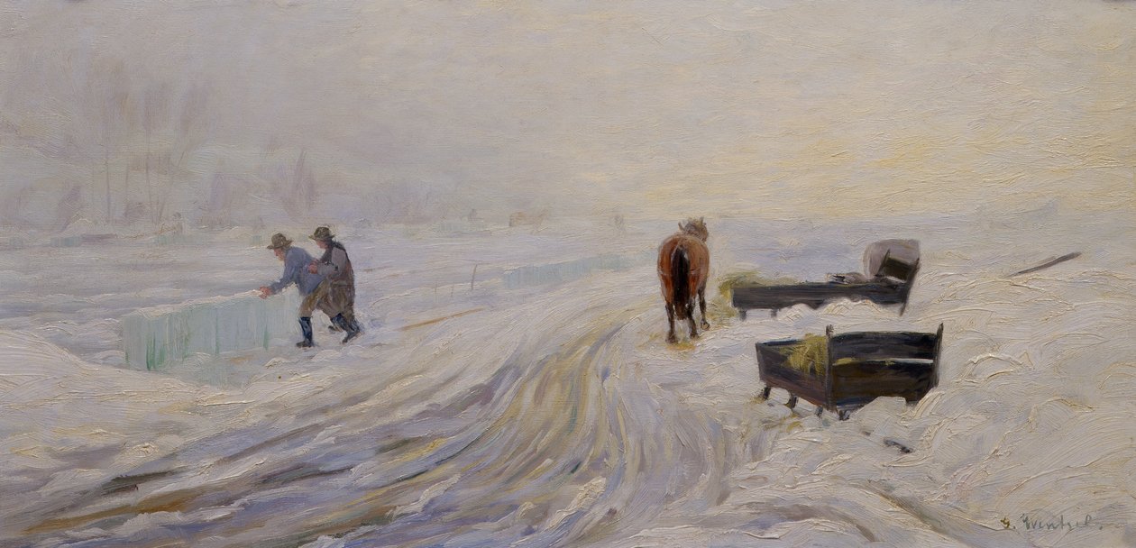 Eisschneiden am Bondivann von Gustav Wentzel