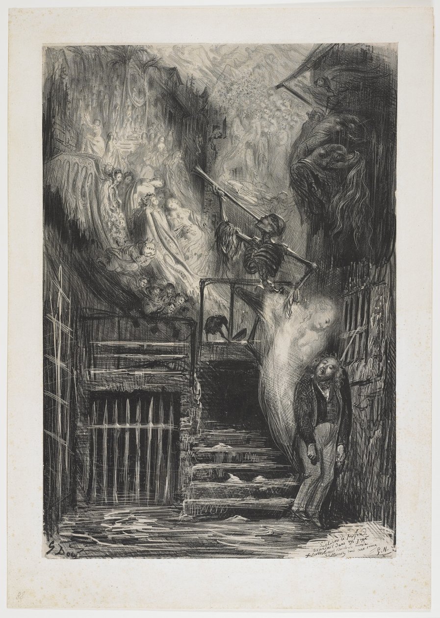 Straße der alten Laterne (Tod von Gérard de Nerval), 1855 von Gustave Dore