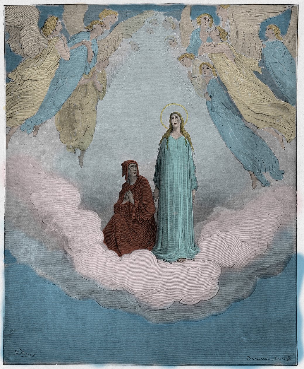Paradiso, Gesang 21: Die selige Beatrice im siebten Kreis, Illustration aus Die Göttliche Komödie von Dante Alighieri, 1885 (digital kolorierte Gravur) von Gustave after Dore