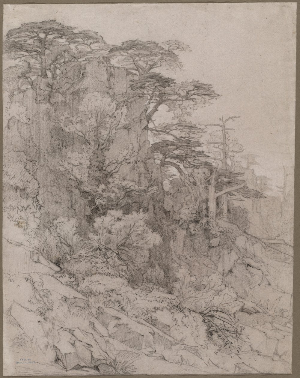 Bäume auf einem felsigen Hügel, späte 1800er Jahre von Gustave Achille Guillaumet