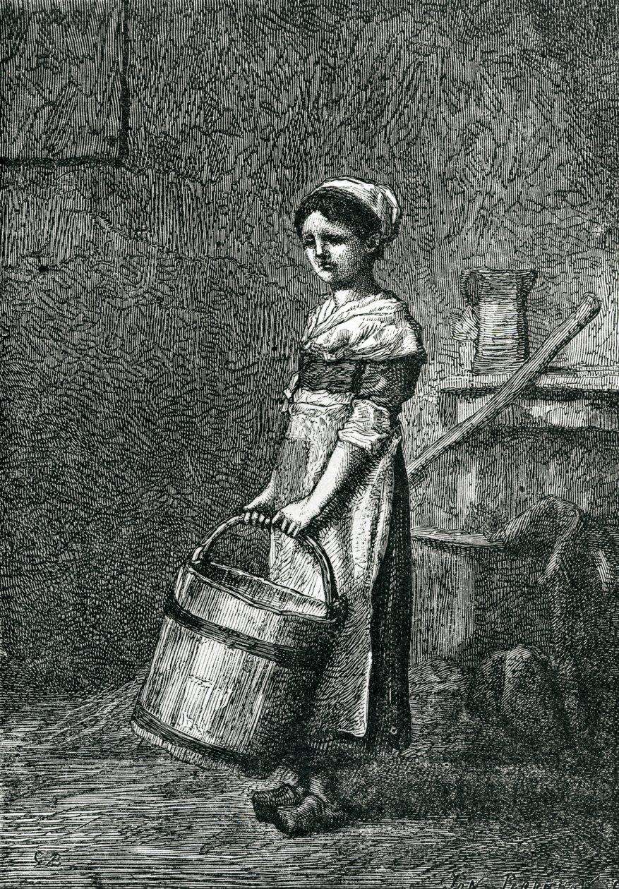 Cosette trägt einen Eimer, Illustration aus 