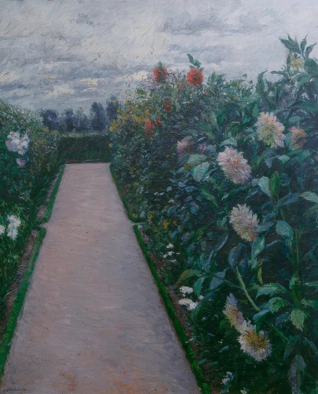 Gartenallee und Dahlienbeete, Petit Gennevilliers von Gustave Caillebotte