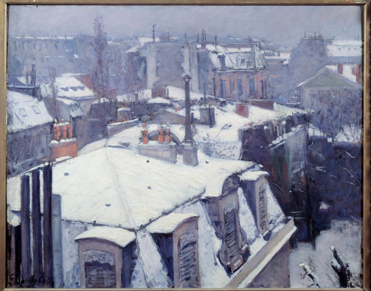 Ansicht der Dächer (Schneeeffekt) in Paris von Gustave Caillebotte