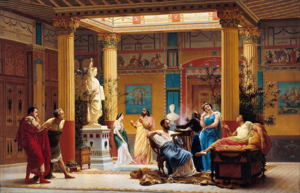 Probe von Joueur de flûte und La femme de Diomède im Atrium von Prinz Napoleons Pompeian von Gustave Clarence Rodolphe Boulanger