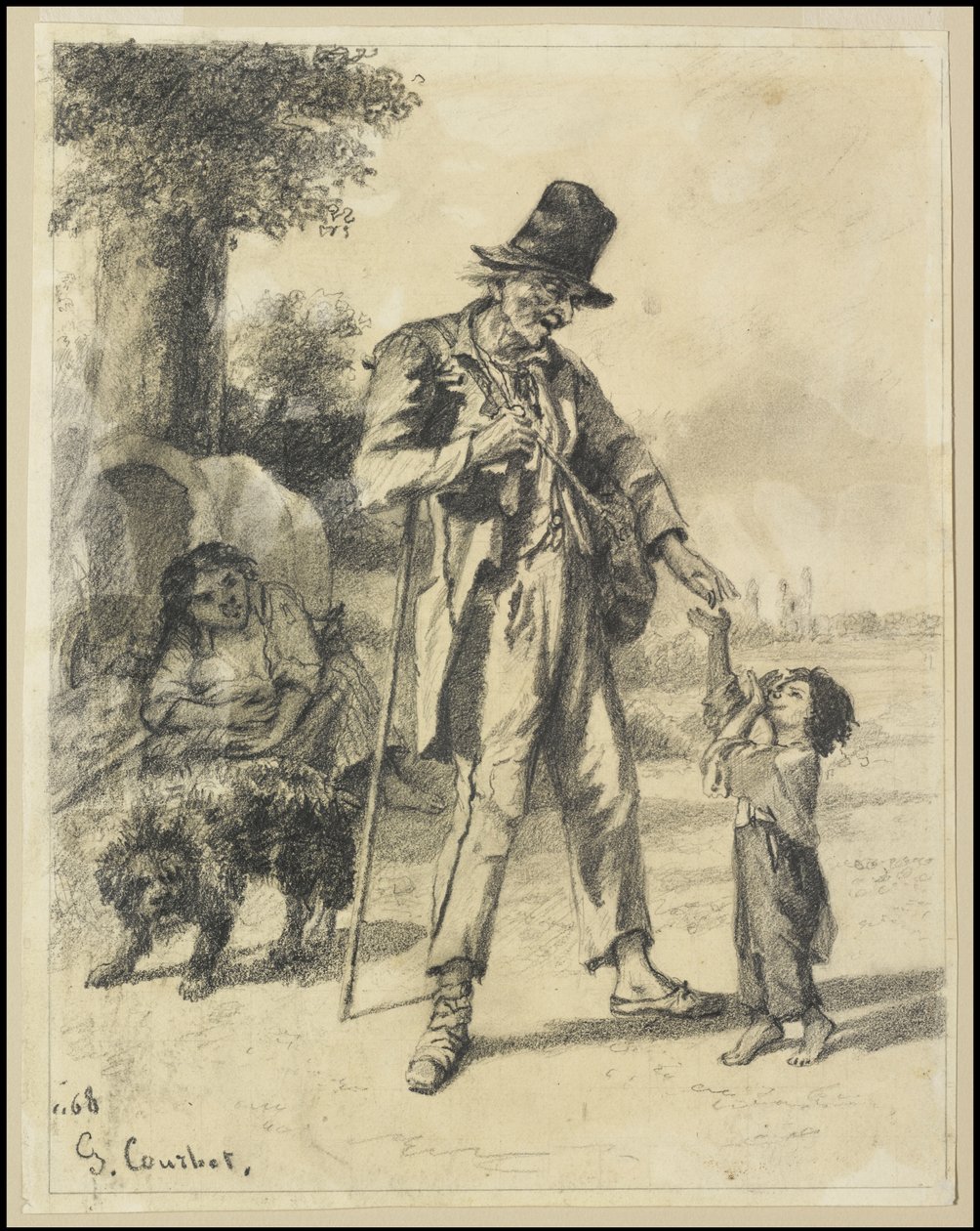 Almosen von einem Bettler in Ornans, 1868 von Gustave Courbet