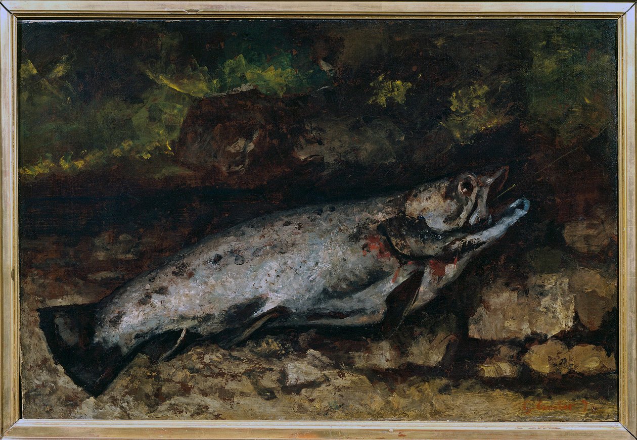 Die Forelle. Stillleben von Fischen. Gemälde von Gustave Courbet (1819-1877) von Gustave Courbet