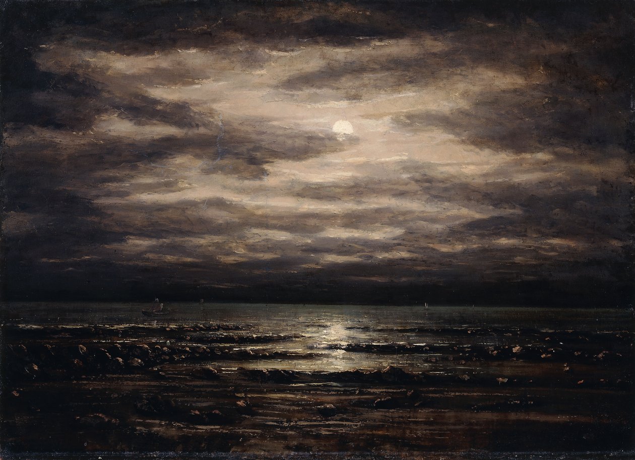 Dämmerung am Genfersee in Bon Port, 1876 von Gustave Courbet