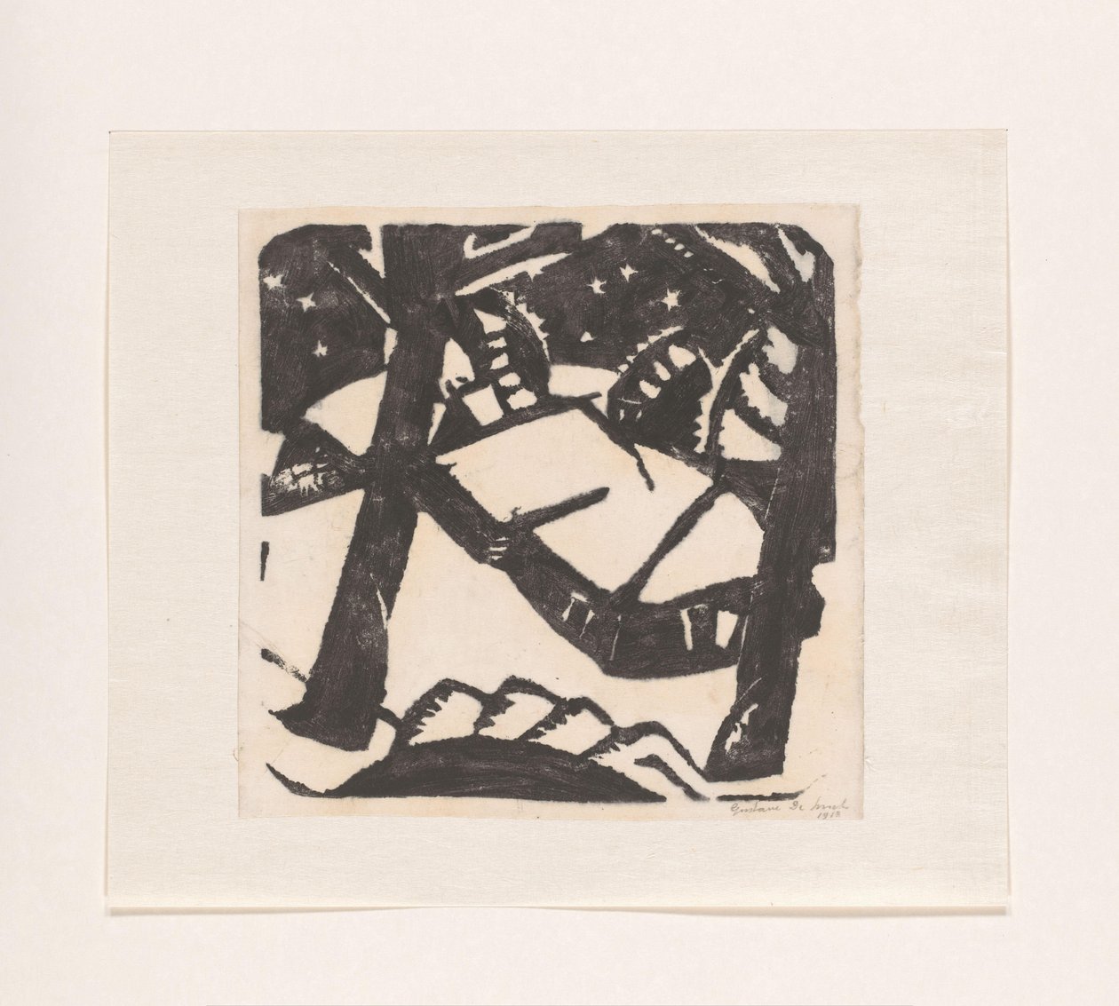 Bäume und verschneite Dächer von Gustave De Smet (signed by artist)