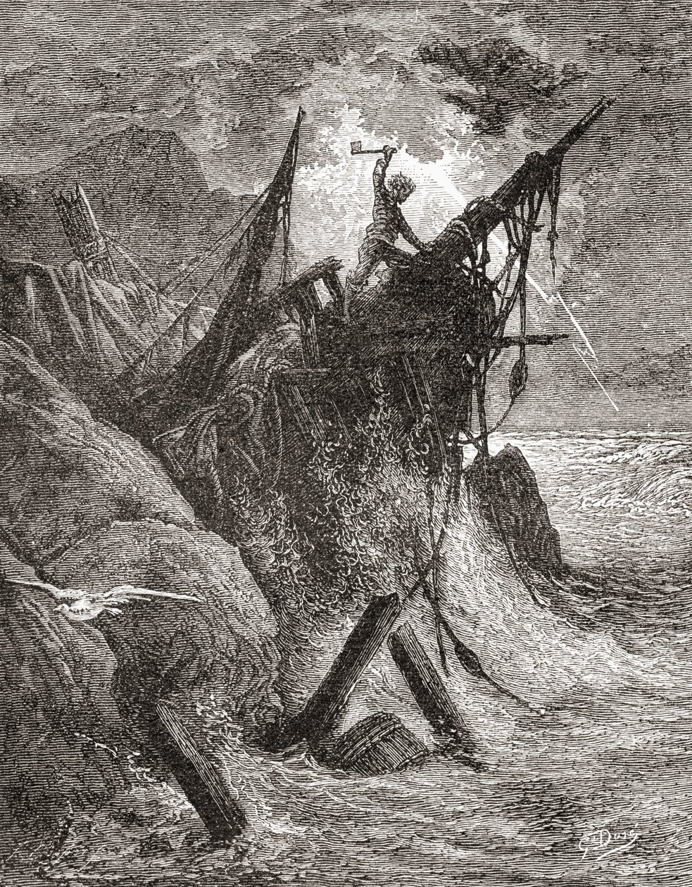 Nach einem Originalwerk von Gustave Doré für das Buch „Die Arbeiter des Meeres“ von Victor Hugo. Aus „Leben und Erinnerungen von Gustave Doré“, veröffentlicht 1885. von Gustave Dore