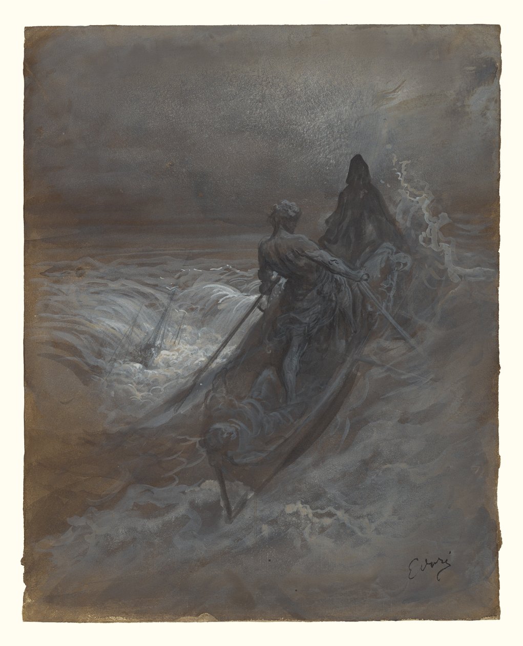 Nach dem Schiffbruch - Entwurf für eine Illustration von Coleridges Die Ballade vom alten Seemann von Gustave Dore