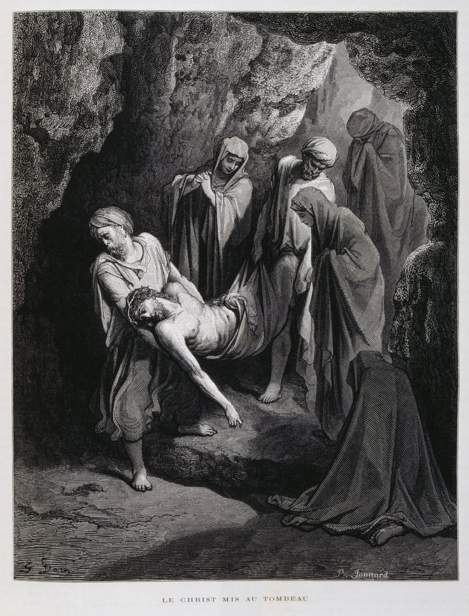 Christus wird ins Grab gelegt, Illustration aus der Dore-Bibel von Gustave Dore