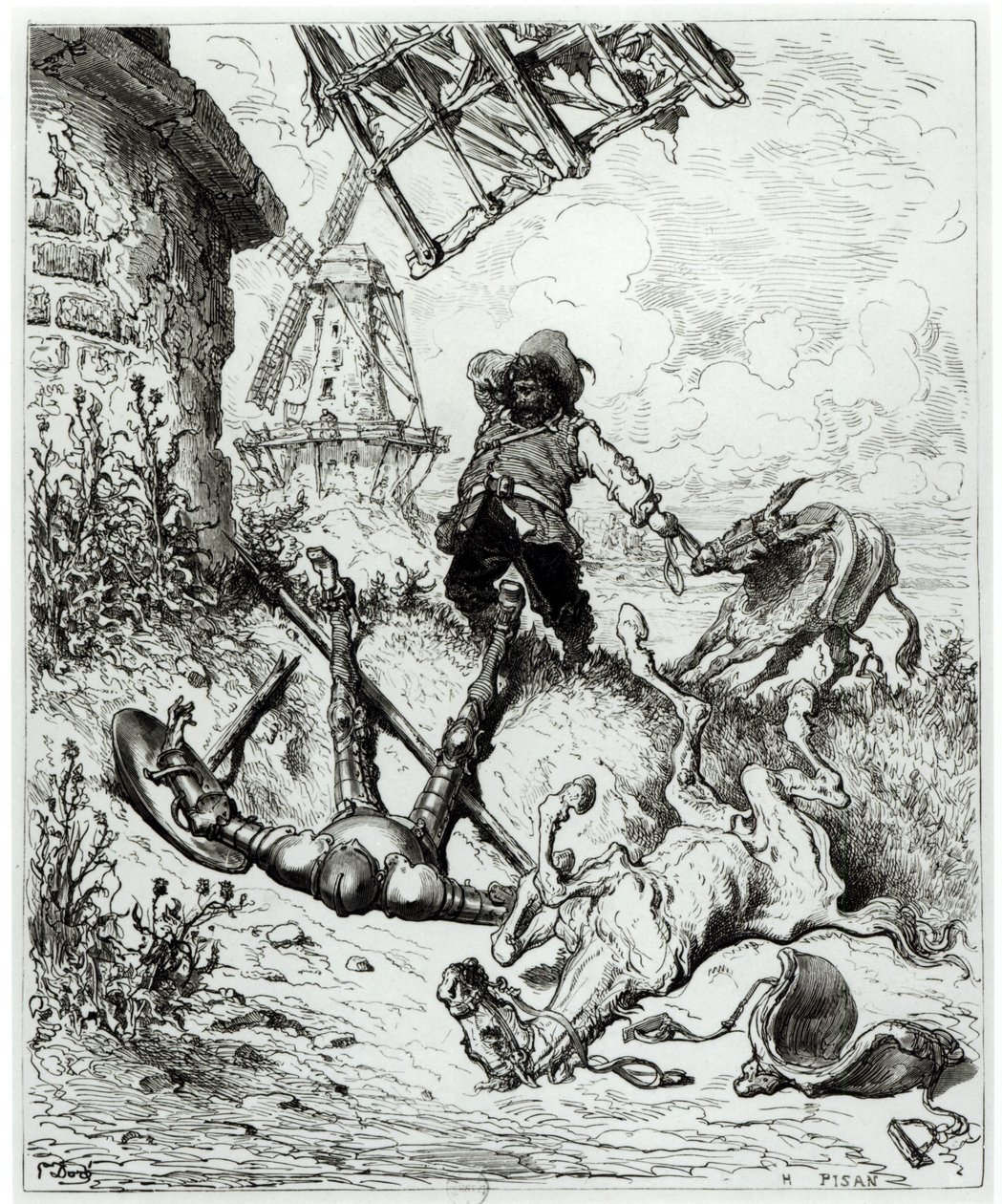 Don Quijote und die Windmühlen, aus 