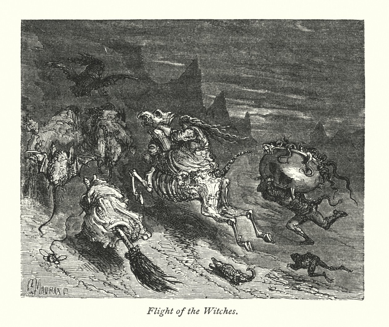 Flucht der Hexen (Gravur) von Gustave Dore