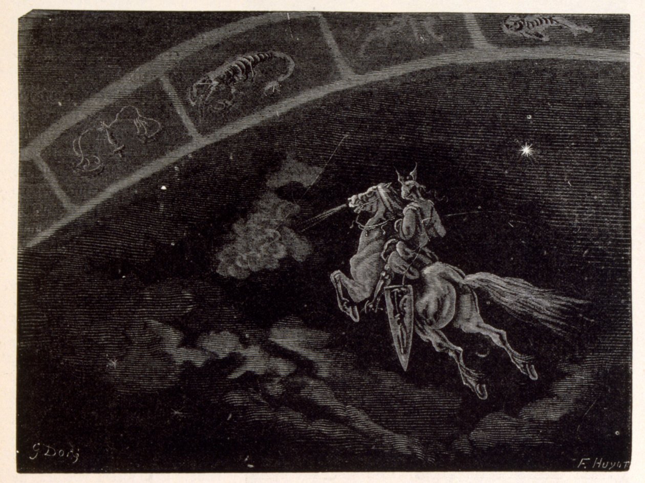 Illustration des Sternzeichens Skorpion. aus La legende de Croque-Mitaine. von Gustave Dore