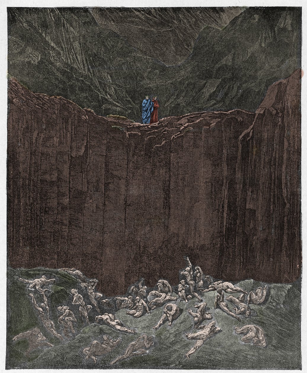 Inferno, Gesang 29: Die gefolterten Fälscher im Tal, Illustration aus "Die Göttliche Komödie" von Dante Alighieri, 1885 von Gustave Dore