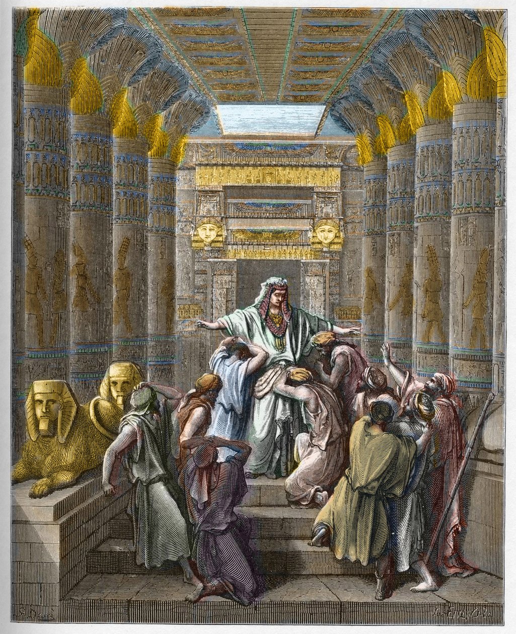 Joseph Patriarch von Israel - Joseph wird von seinen Brüdern erkannt - Joseph wird von seinen Brüdern erkannt - Gravur in „The Bible illustree“ von Gustave Dore (1832-1883) - Gravur aus „The Dore Bible“ von Gustave Dore