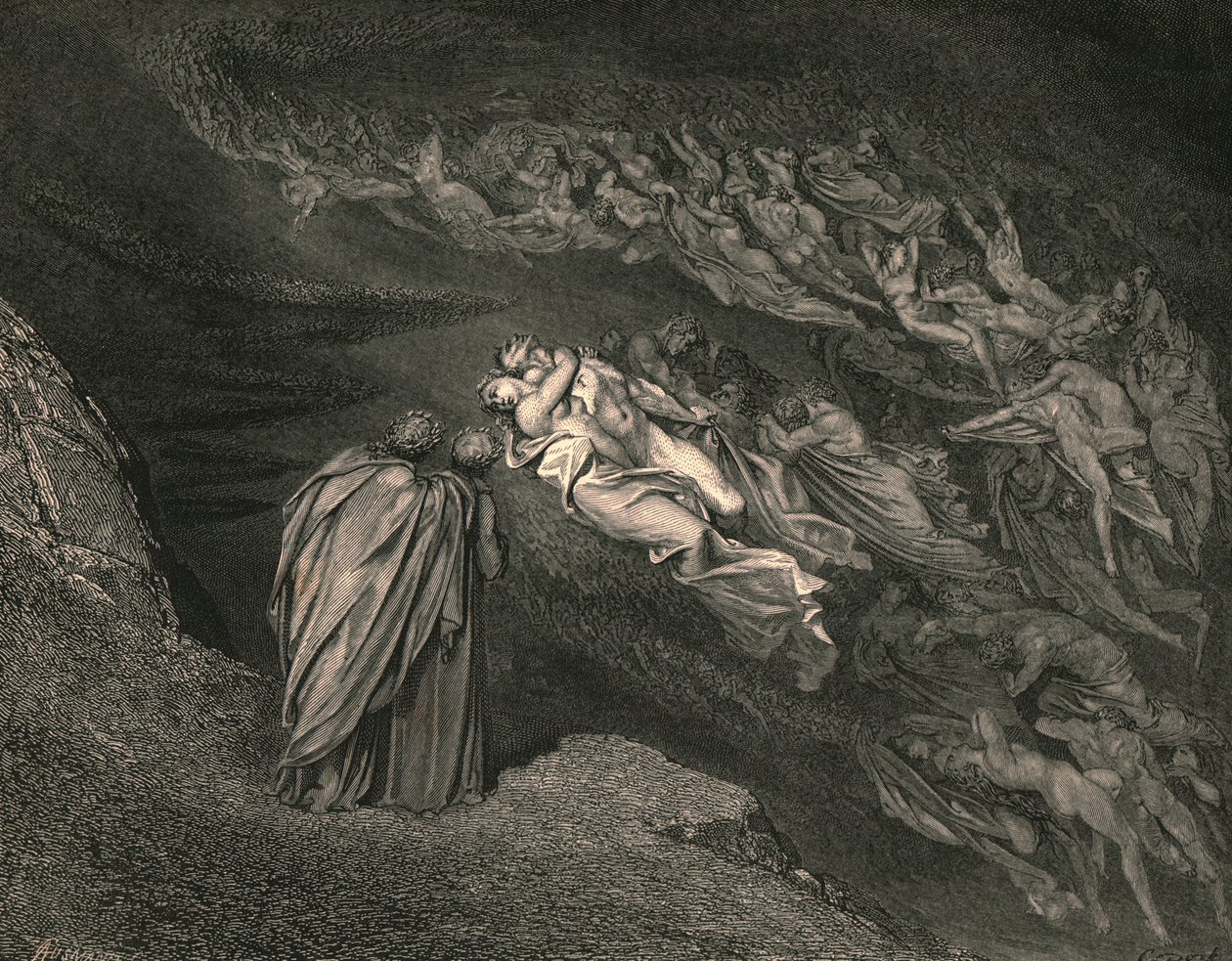 Die Liebe brachte uns zu einem Tod: Caina wartet auf die Seele, die unser Leben spaltete, ca. 1890 von Gustave Dore