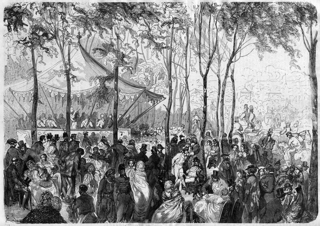Paris - Bois de Boulogne - Der Pre Catelan - Zeichnung von Gustave Doré von Gustave Dore