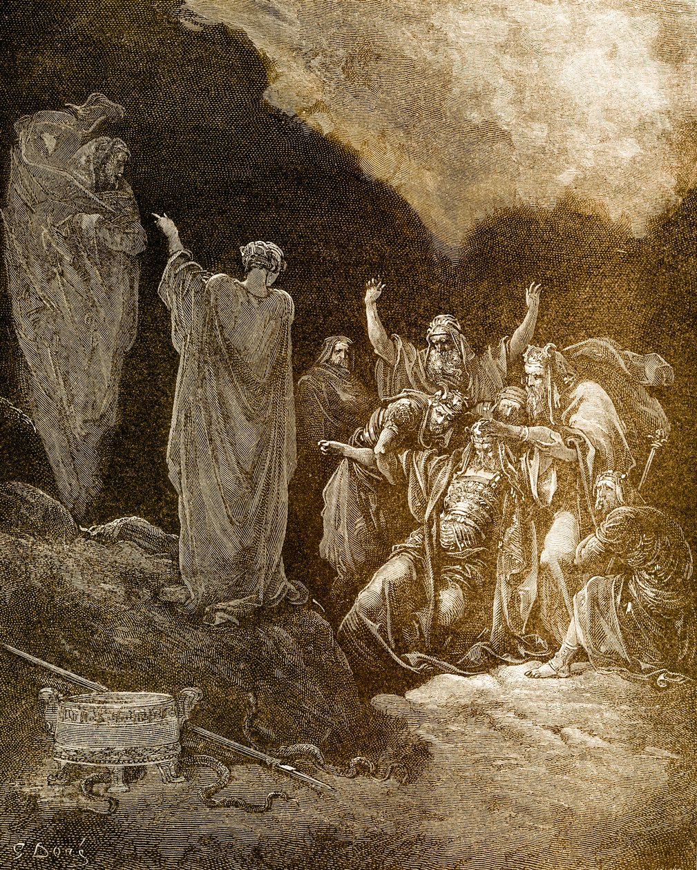 Saul und die Hexe von Endor von Doré - Bibel von Gustave Dore