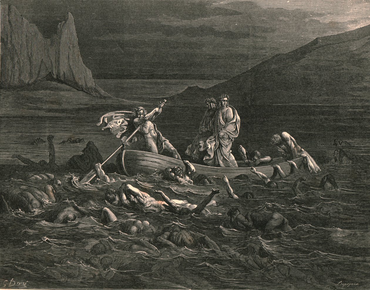 Sobald beide eingeschifft sind, die Wellen schneidend, ca. 1890 von Gustave Dore