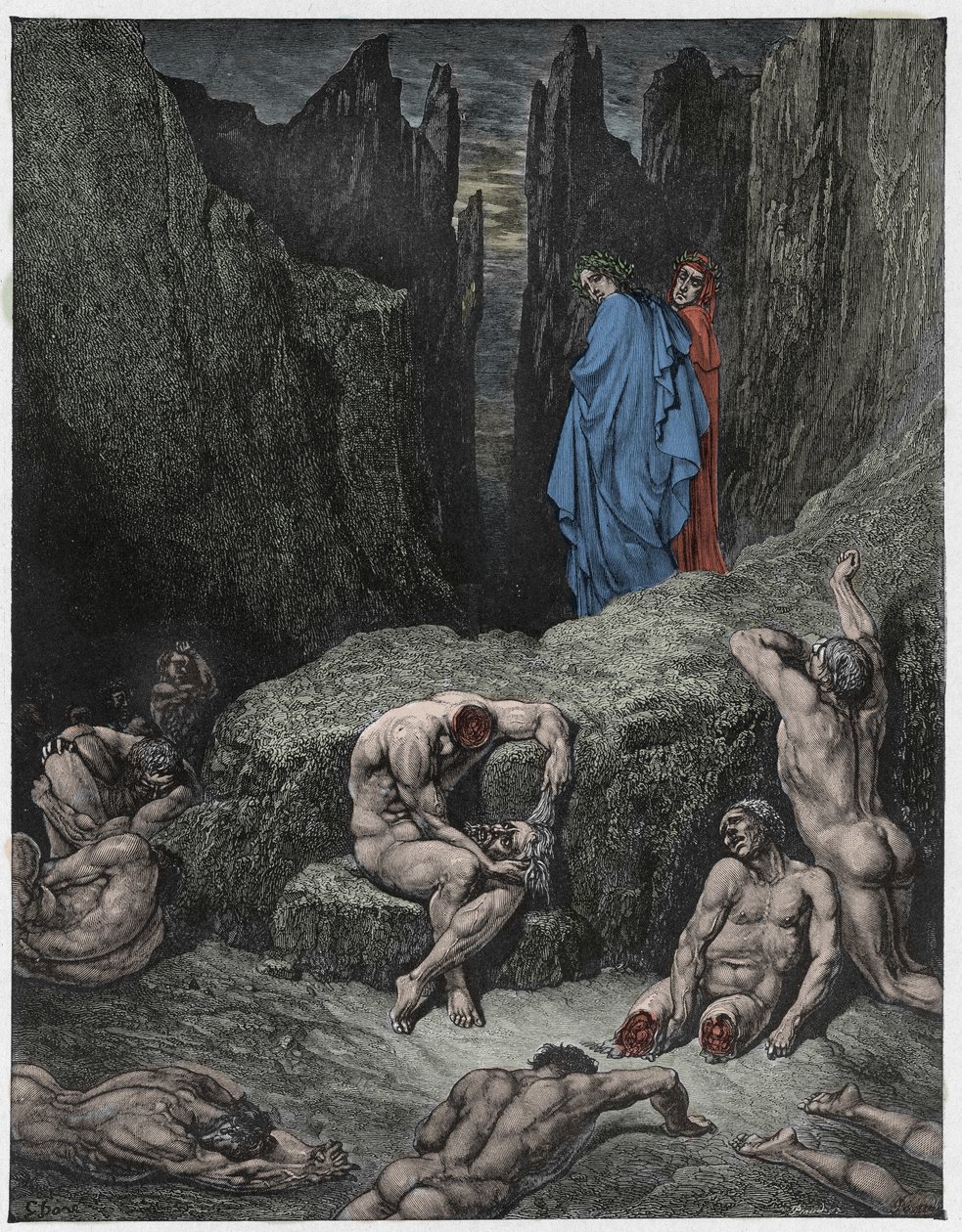Die Göttliche Komödie, Inferno, Canto 29: Virgil tadelt Dantes Neugier - von Dante Alighieri - Illustration von Gustave Doré von Gustave Dore