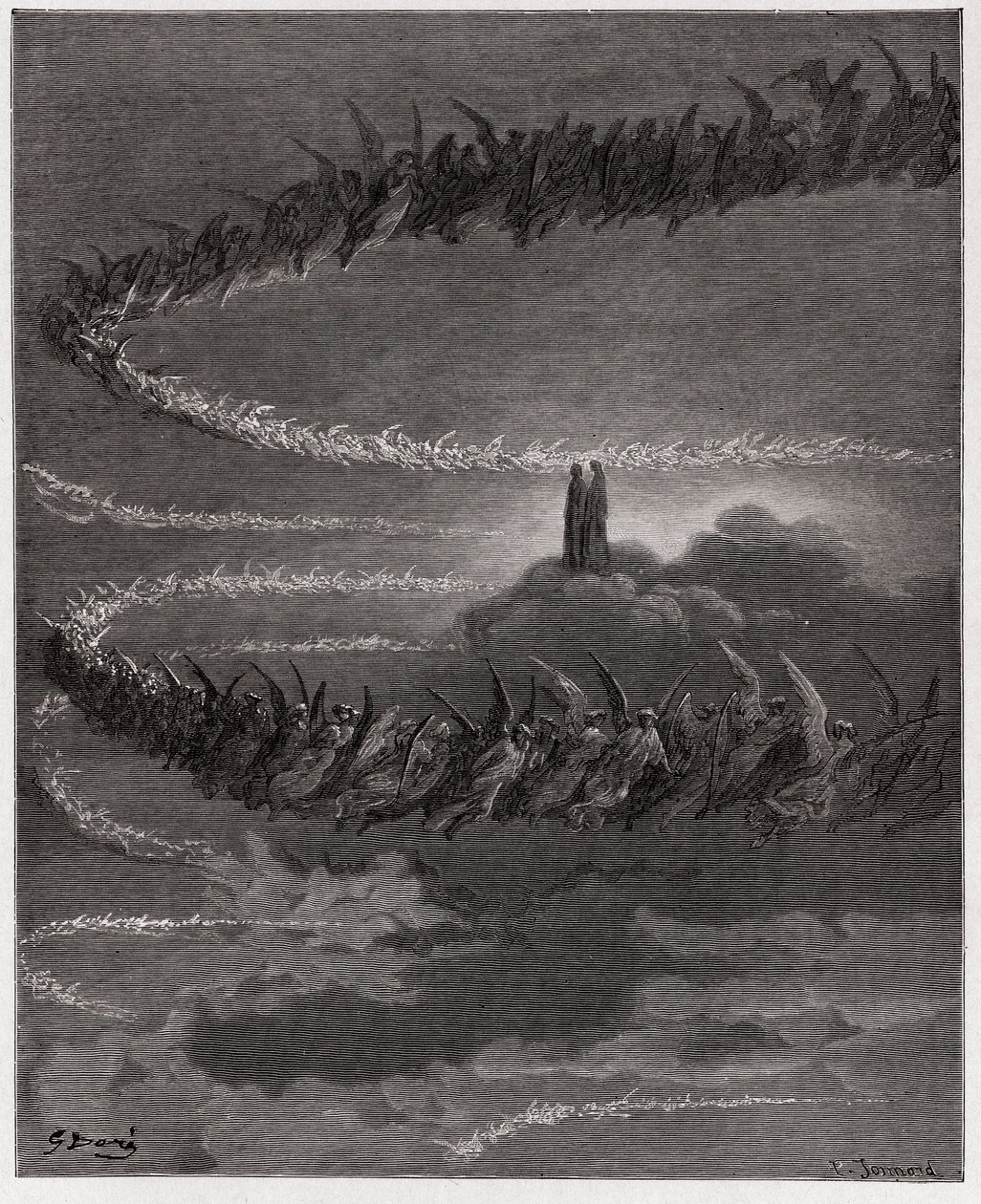 Die Göttliche Komödie, Paradiso, Gesang 18: Im Himmel von Jupiter formen die seligen Seelen Buchstaben - von Dante Alighieri (1265-1321) - Illustration von Gustave Doré (1832-1883) von Gustave Dore