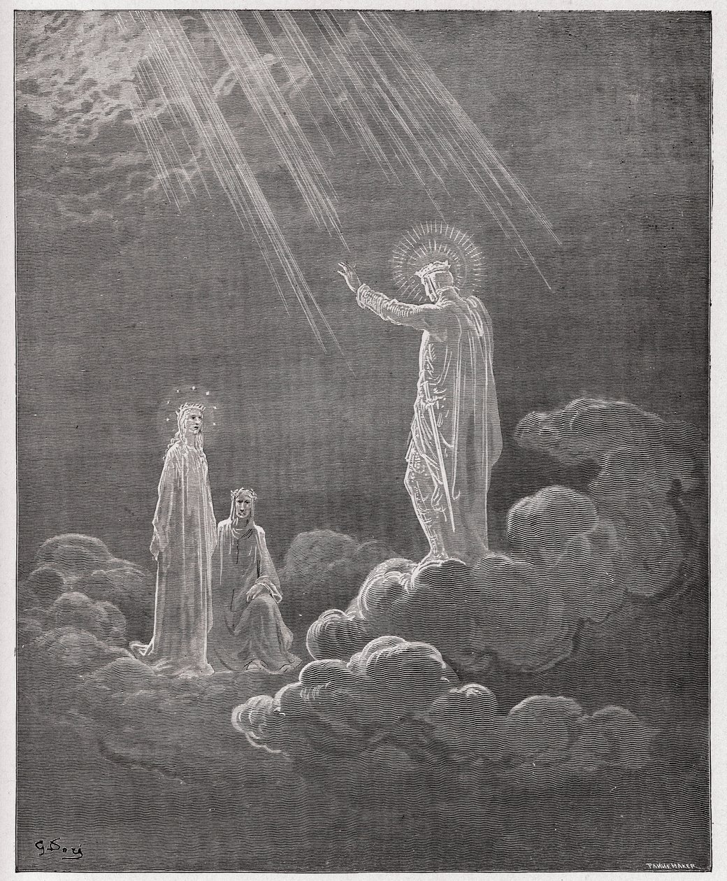 Die Göttliche Komödie, Paradiso, Gesang 8: Karl Martell spricht zu Dante und Beatrice (Illustration von Gustave Doré) von Gustave Dore