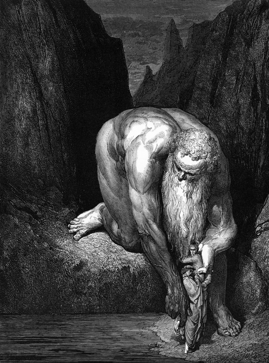 Die Göttliche Komödie, von Dante: Der Riese Antäus von Gustave Dore