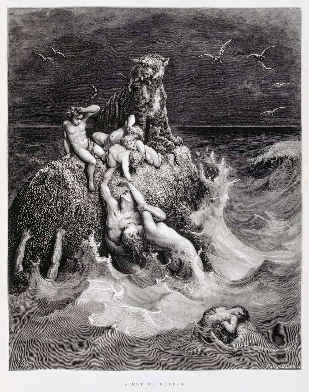 Die große Flut, Illustration aus der Dore-Bibel von Gustave Dore