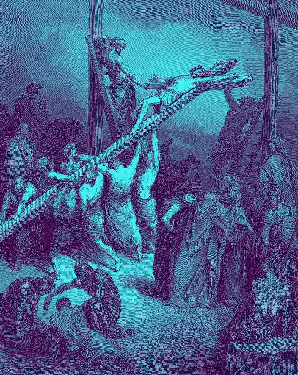 Die Errichtung des Kreuzes - Bibel von Gustave Dore