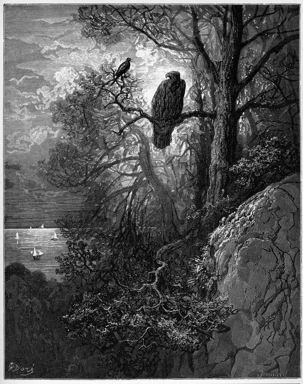 Der Adler und die Elster - aus "Fabeln" von Jean de La Fontaine von Gustave Dore