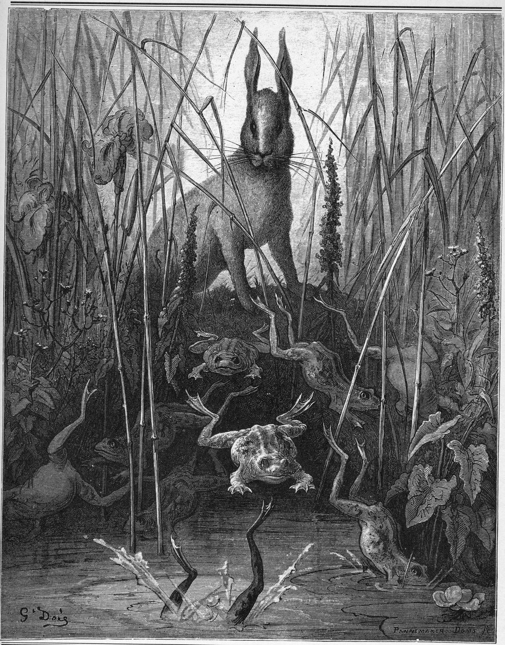 Der Hase und der Frosch - aus "Fabeln" von Jean de La Fontaine von Gustave Dore