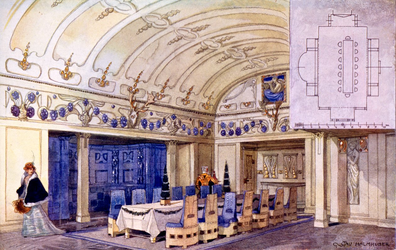 Deutscher Speisesaal, frühes 20. Jahrhundert von Gustave Halmhuber