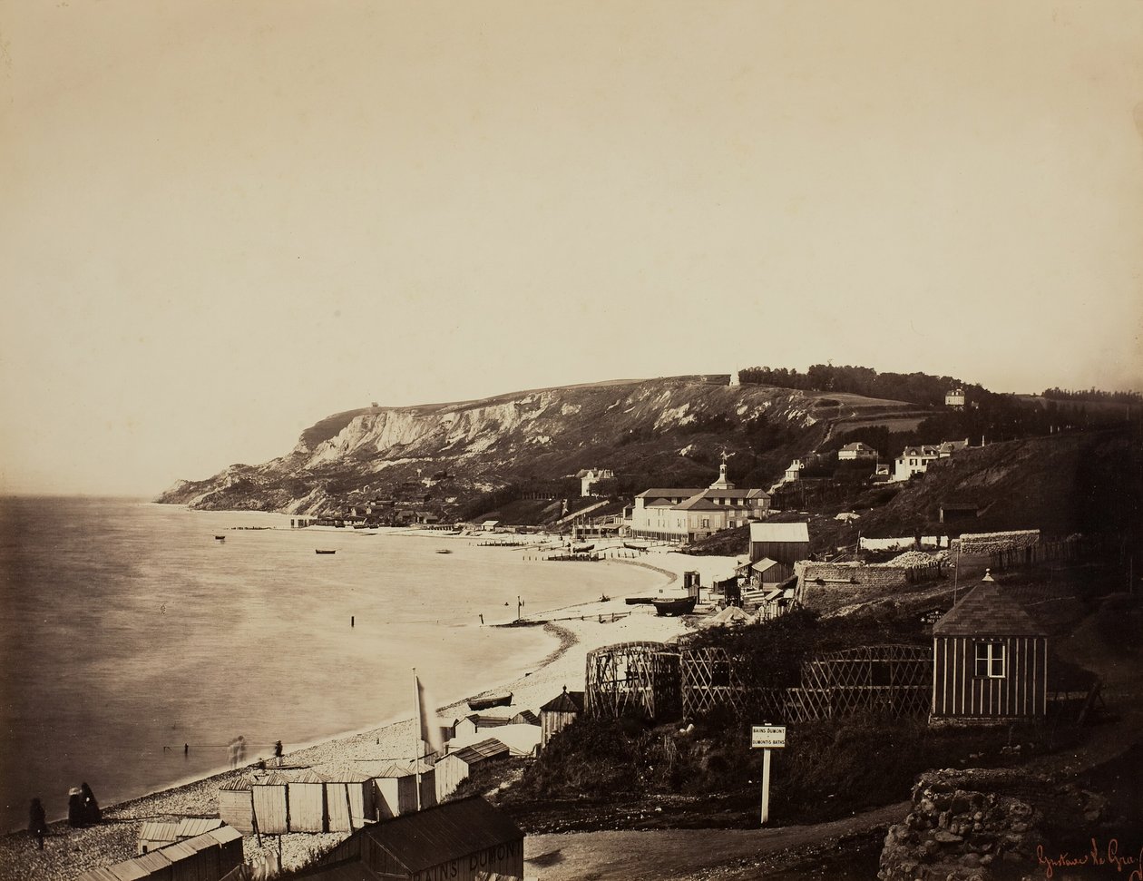Der Strand von Sainte-Adresse mit den Dumont-Bädern, 1856-57 von Gustave Le Gray