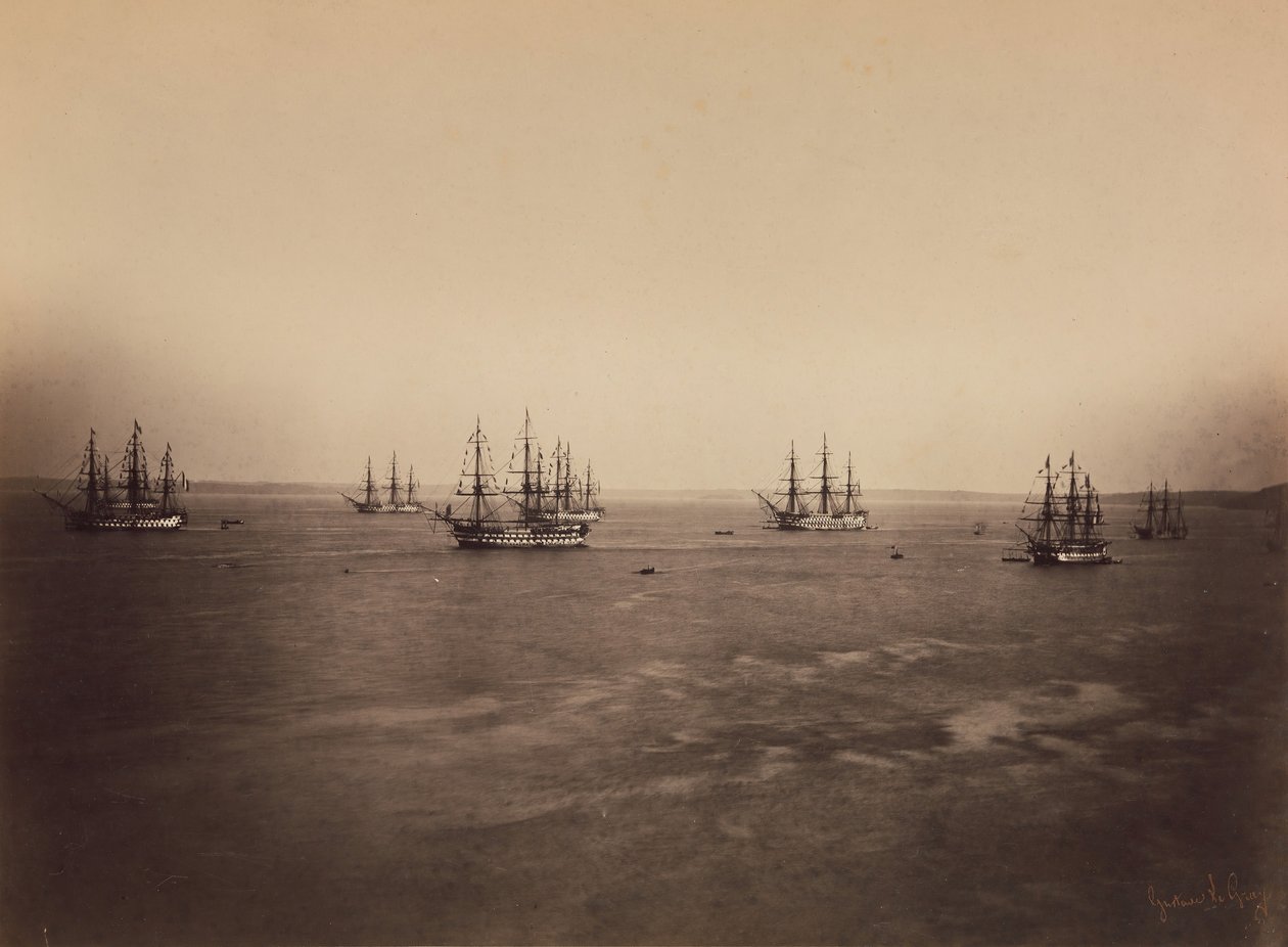Die französischen und englischen Flotten, Cherbourg, August 1858 von Gustave Le Gray