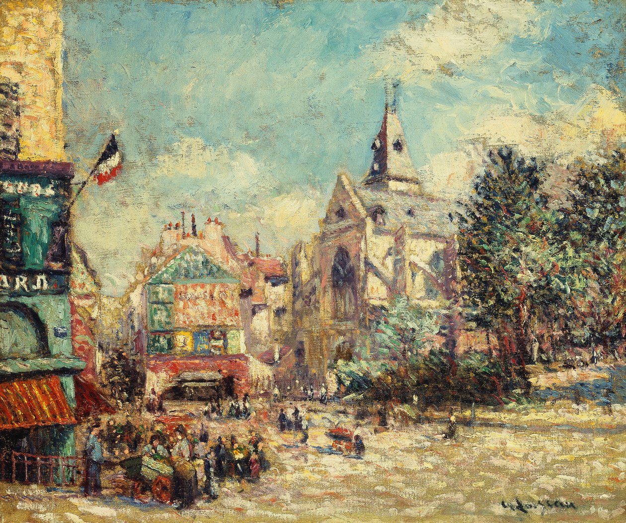 Die Kirche Saint Medard und die Mouffetard-Straße in Paris von Gustave Loiseau